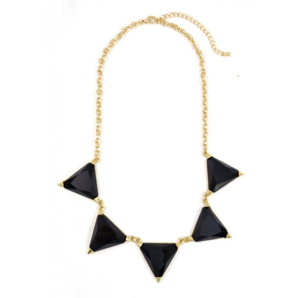 Harlow Black Resin Triangle Bib Necklace